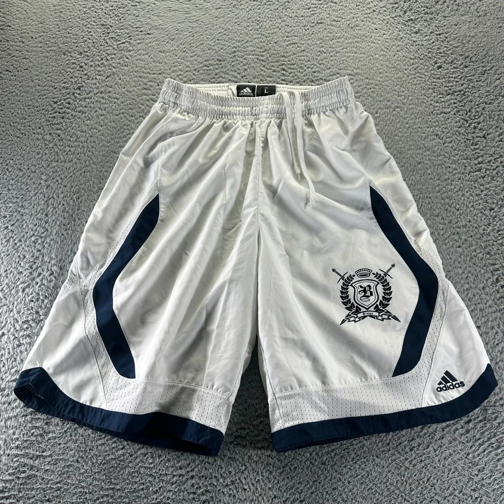 Vintage Adidas Shorts Men L White Athletic Basketball Running Performance Sports